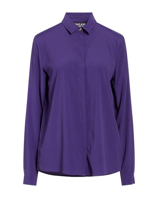 Versace Jeans Couture Purple Shirt Acetate, Silk, Elastane