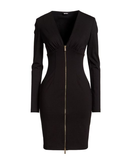 Just Cavalli Black Mini Dress Viscose, Polyamide, Elastane