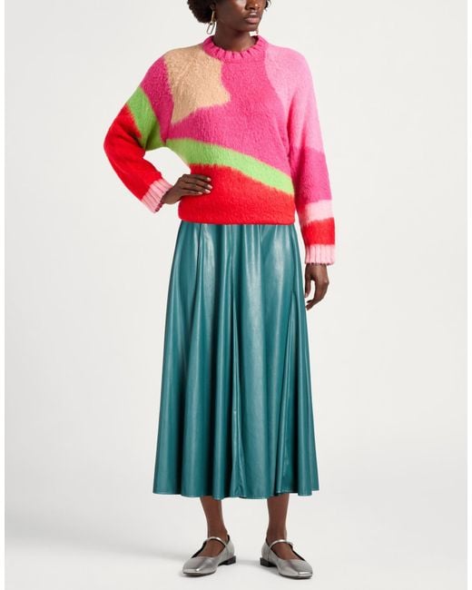 Suoli Blue Midi Skirt Polyester, Polyurethane
