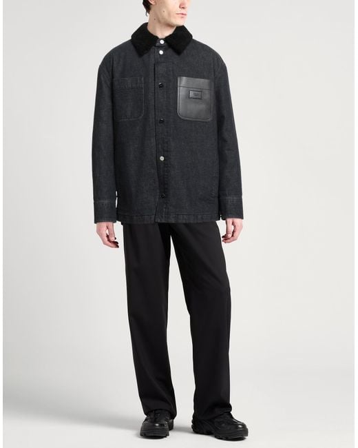 Fendi Black Denim Outerwear Cotton, Shearling for men
