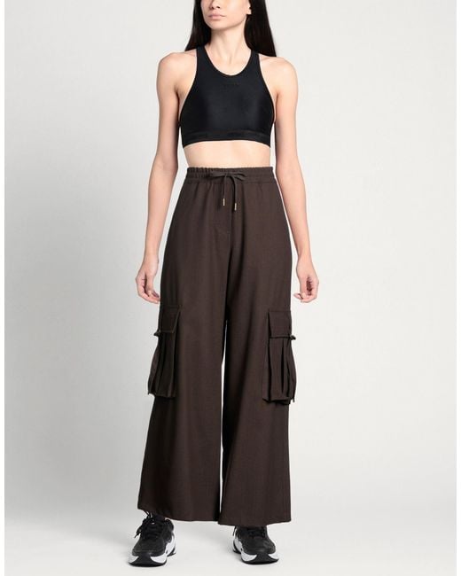 Motel Brown Dark Pants Polyester, Viscose, Elastomultiester