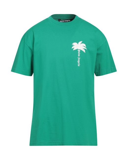 Palm Angels Green T-Shirt Cotton for men
