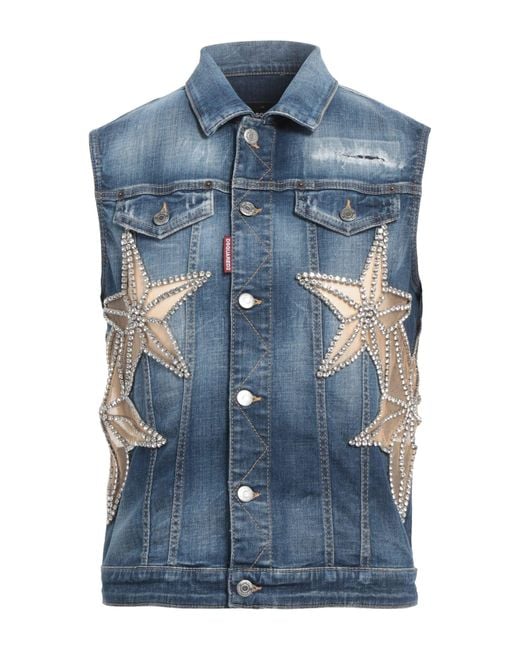 DSquared² Blue Denim Outerwear Cotton, Elastane, Polyamide for men