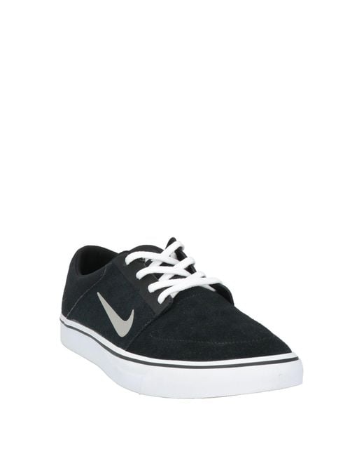 Nike Black Sneakers Leather, Textile Fibers for men