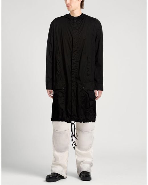 Masnada Black Overcoat & Trench Coat Cotton, Elastane for men