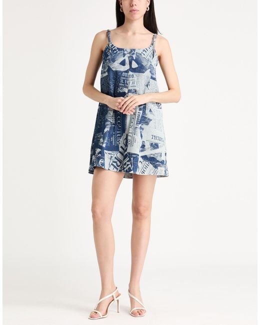 Versace Jeans Couture Blue Mini Dress Cotton, Elastane