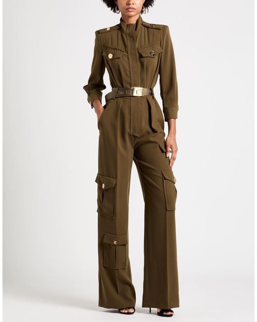 Elisabetta Franchi Natural Military Jumpsuit Polyester