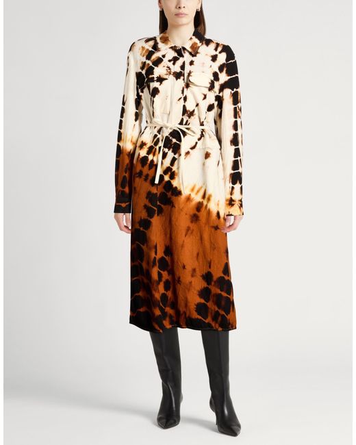 Jil Sander Natural Midi Dress Wool, Polyamide