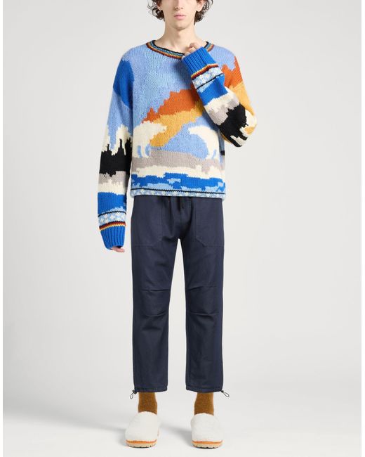 Ice Play Blue Pants Cotton, Linen for men