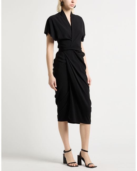 Rick Owens Black Midi Dress Viscose, Acetate
