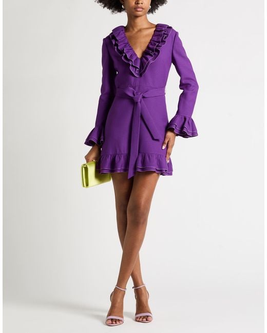 Valentino Garavani Purple Mini Dress Virgin Wool, Silk