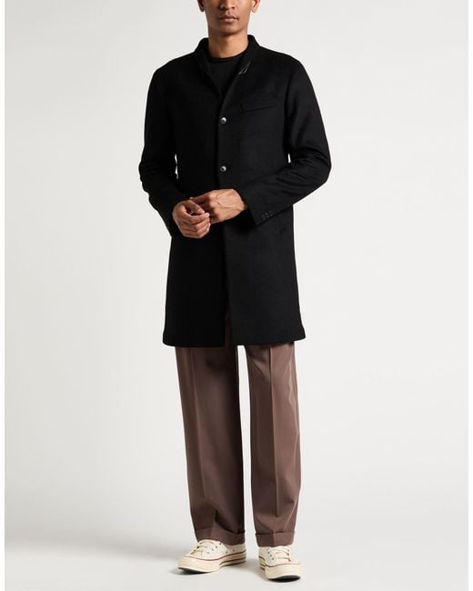 John Varvatos Black Coat Virgin Wool, Polyamide, Cashmere for men