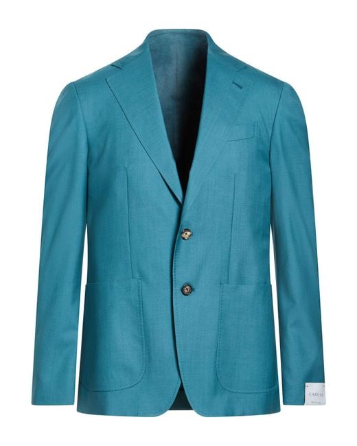 Caruso Blue Blazer Wool, Silk for men