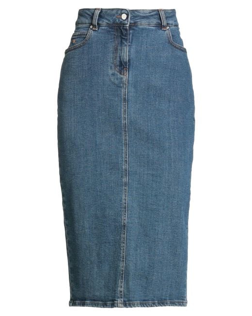 Kiton Blue Denim Skirt Cotton, Elastane
