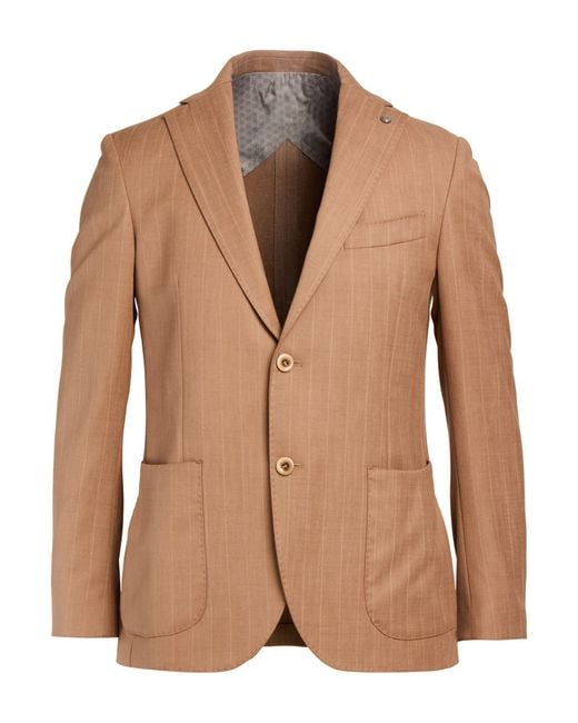 Barbati Brown Camel Blazer Viscose, Polyester, Elastane for men