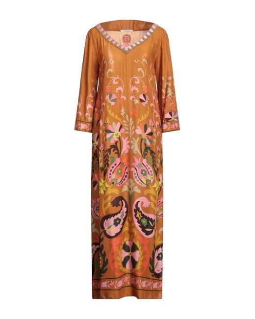 Maliparmi Orange Maxi Dress Viscose