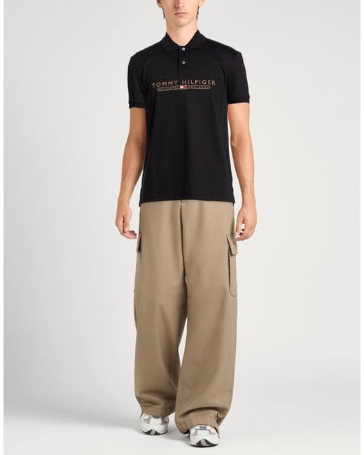 Tommy Hilfiger Black Polo Shirt Cotton, Elastolefin for men