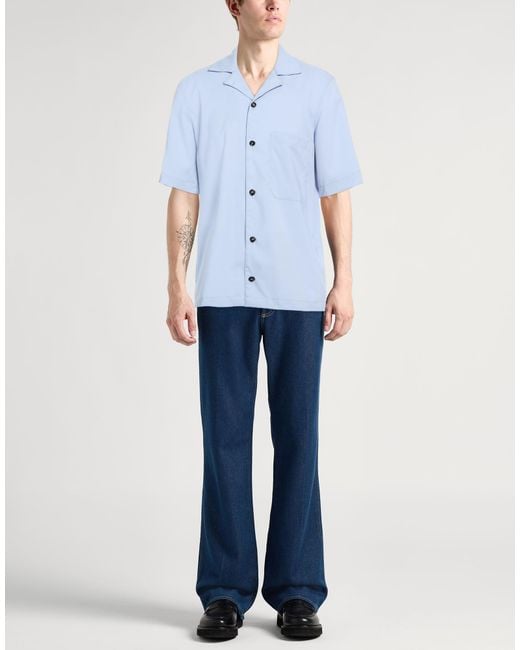 BE ABLE Blue Shirt Virgin Wool, Polyester, Elastane for men