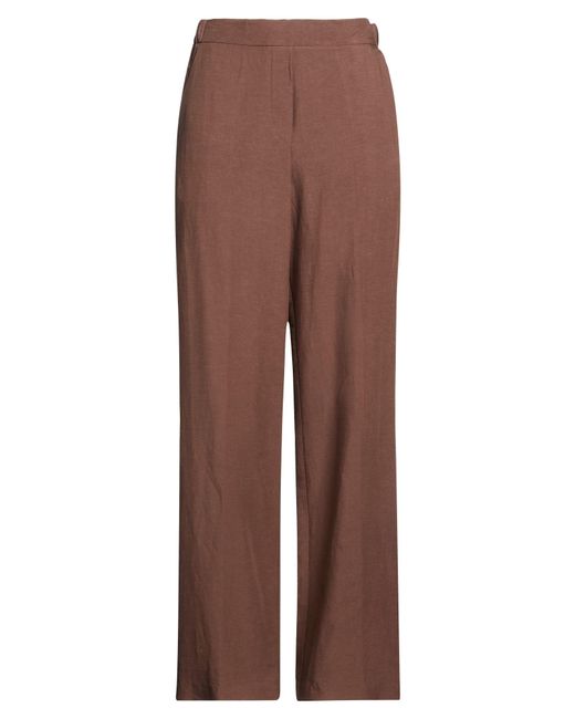 BLUE BROTHERS Brown Pants Viscose, Linen