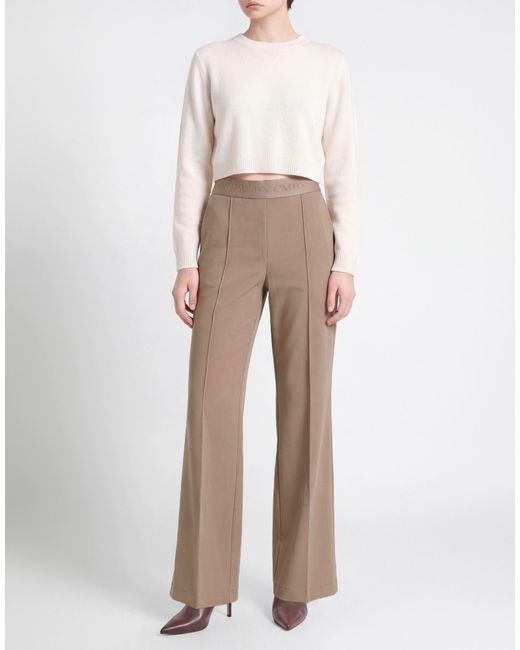 Cambio Natural Taupe Pants Polyester, Polyurethane