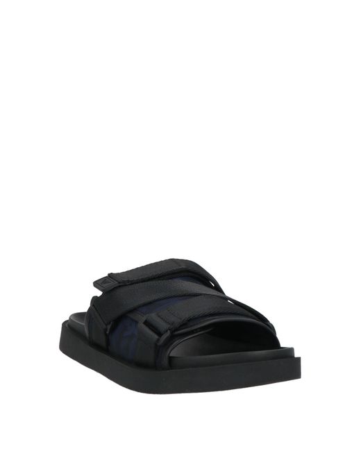 Emporio Armani Black Sandals Leather, Textile Fibers for men