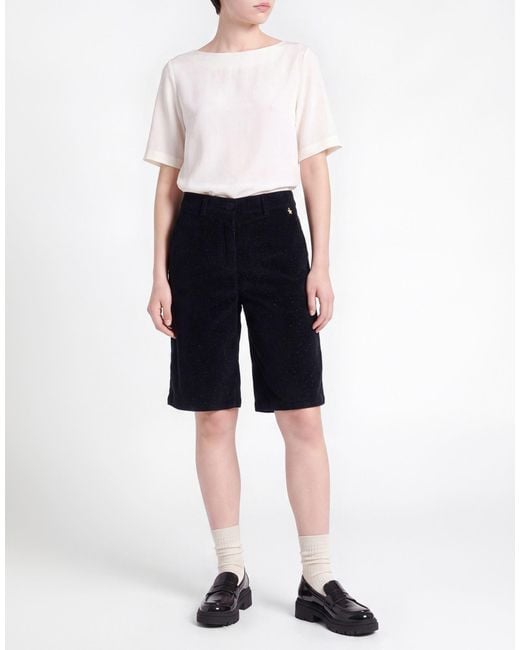 Souvenir Clubbing Blue Midnight Shorts & Bermuda Shorts Cotton, Viscose, Polyamide, Elastane