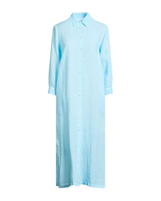 120% Lino Blue Midi Dresses