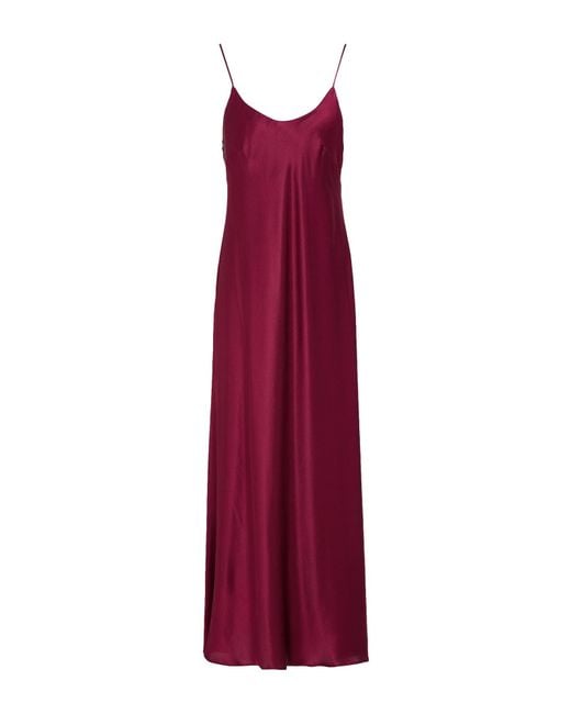 Roberto Collina Purple Burgundy Maxi Dress Silk, Elastane