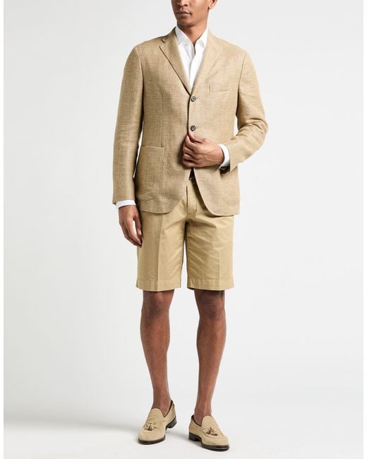 Peserico Natural Camel Blazer Virgin Wool, Linen for men