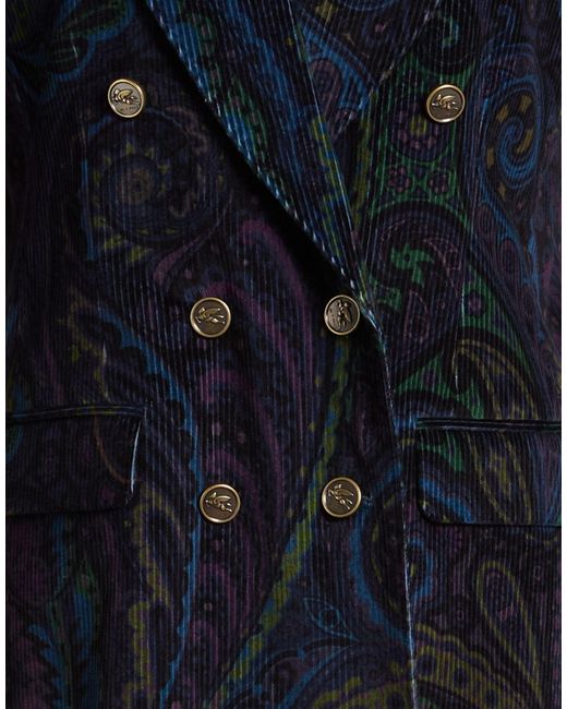 Etro Blue Midnight Blazer Cotton, Elastane