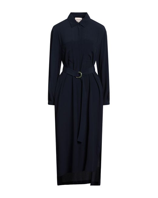 Semicouture Blue Midi Dress Acetate, Silk