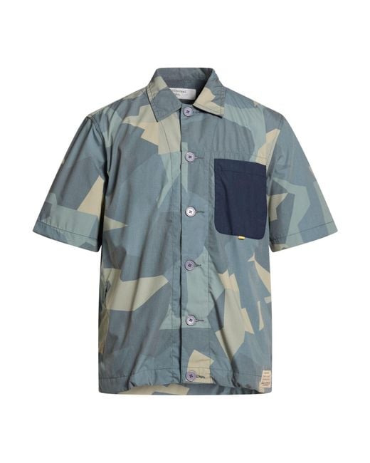 Universal Works Blue Military Shirt Recycled Polyester, Cotton for men