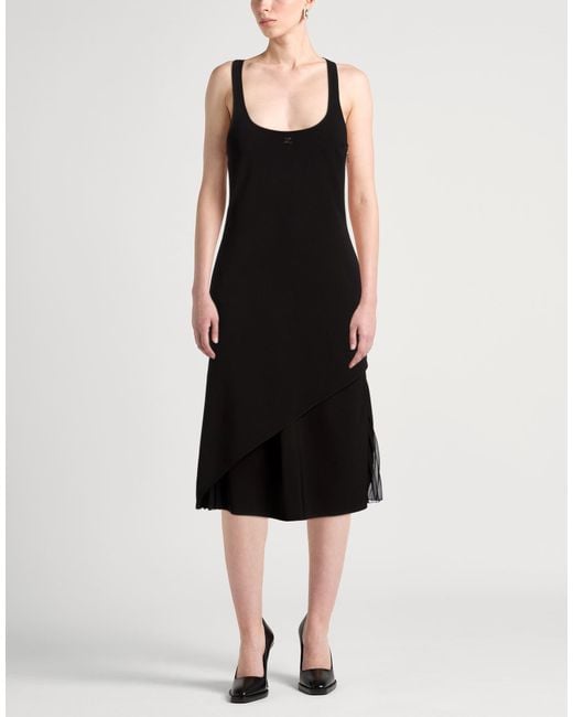 Courreges Black Midi Dress Polyester, Polyurethane