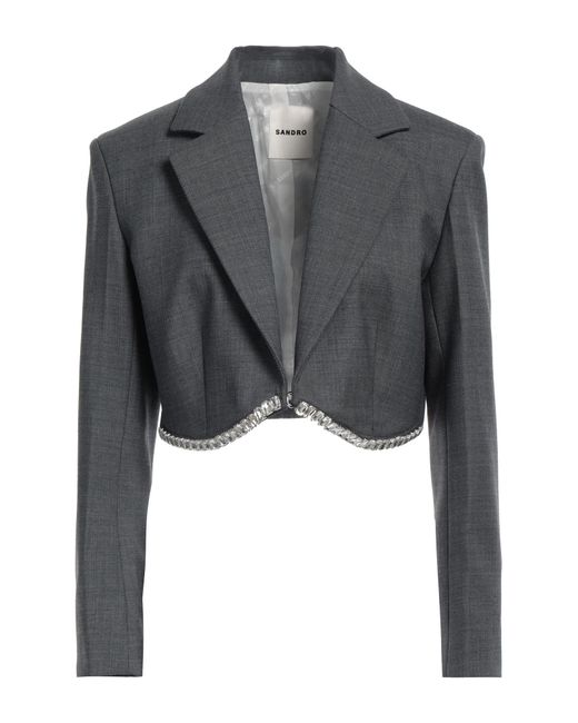 Sandro Gray Blazer Wool, Polyester, Elastane