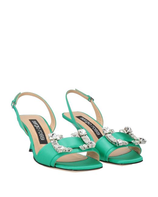 Sergio Rossi Green Sandals Textile Fibers