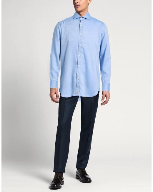 Sonrisa Blue Azure Shirt Lyocell, Wool for men