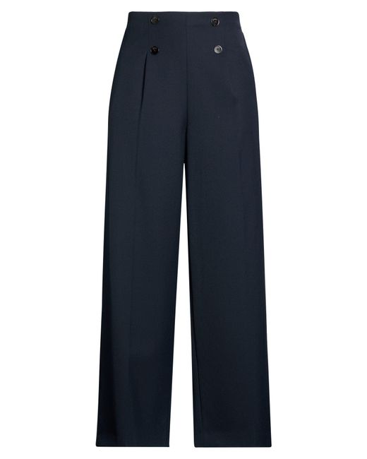 Sandro Blue Midnight Pants Polyester, Virgin Wool