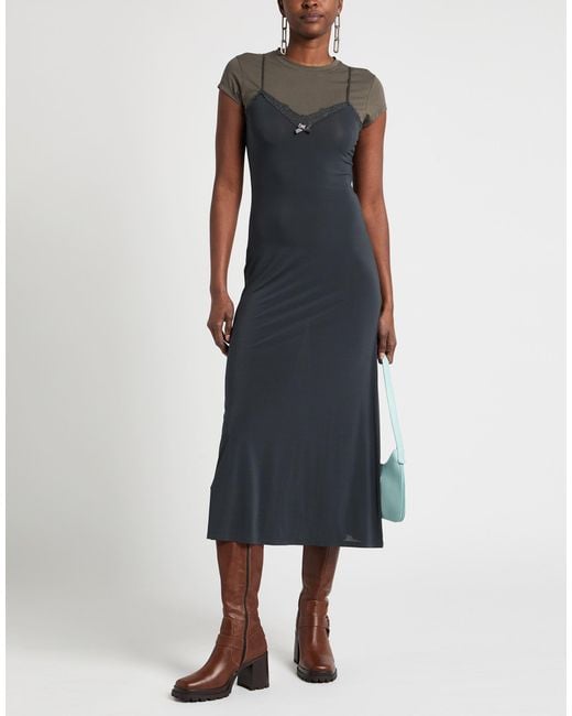 Acne Black Charcoal Midi Dress Viscose, Elastane, Cotton
