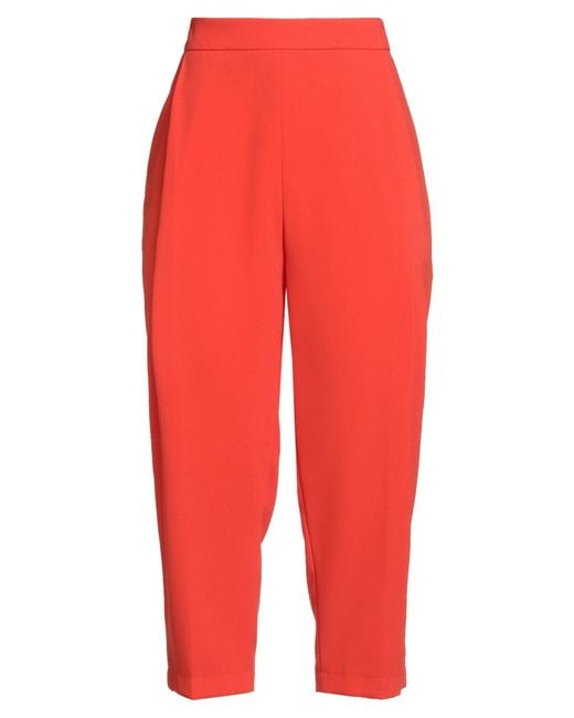 Elisabetta Franchi Red Pants Viscose, Virgin Wool