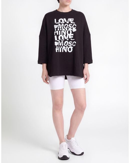 Love Moschino Black Sweatshirt Cotton, Elastane