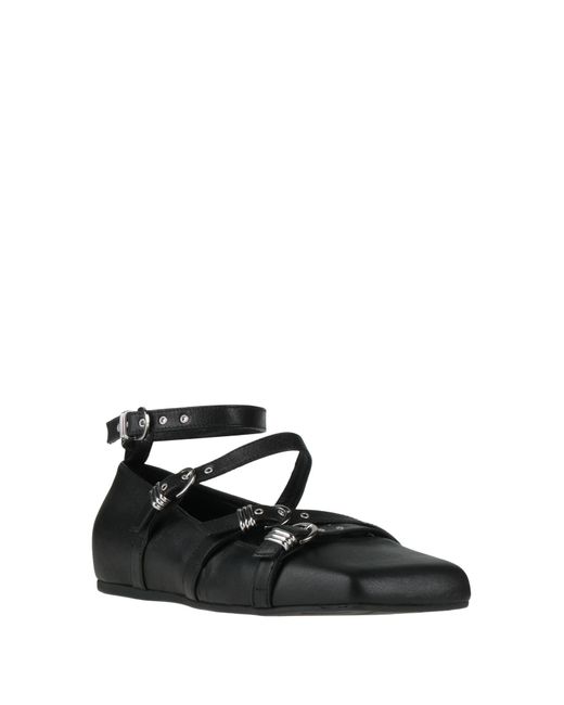 Vic Matié Black Ballet Flats Leather