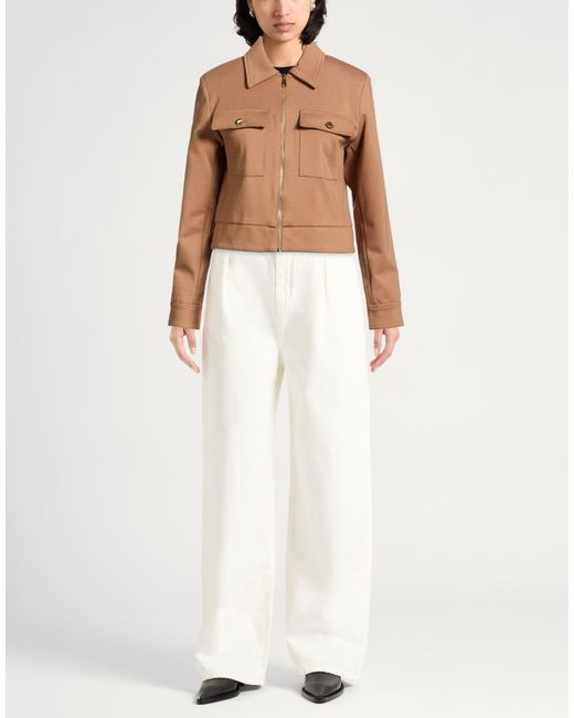 Paolo Pecora Brown Camel Jacket Viscose, Polyamide, Elastane