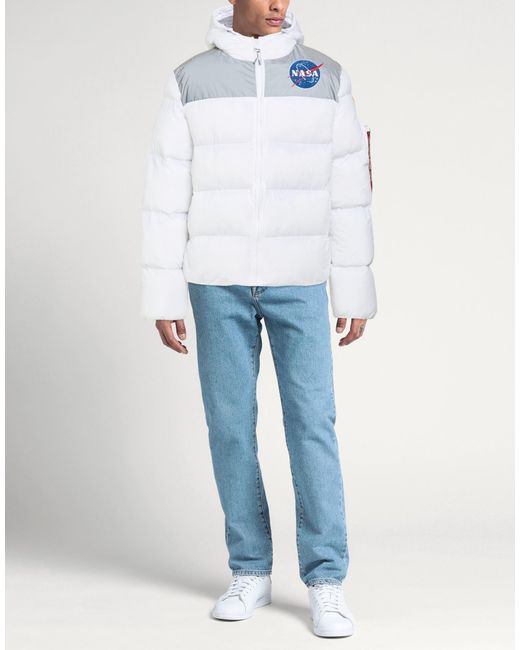 Alpha Industries White Puffer Nylon, Polyamide for men