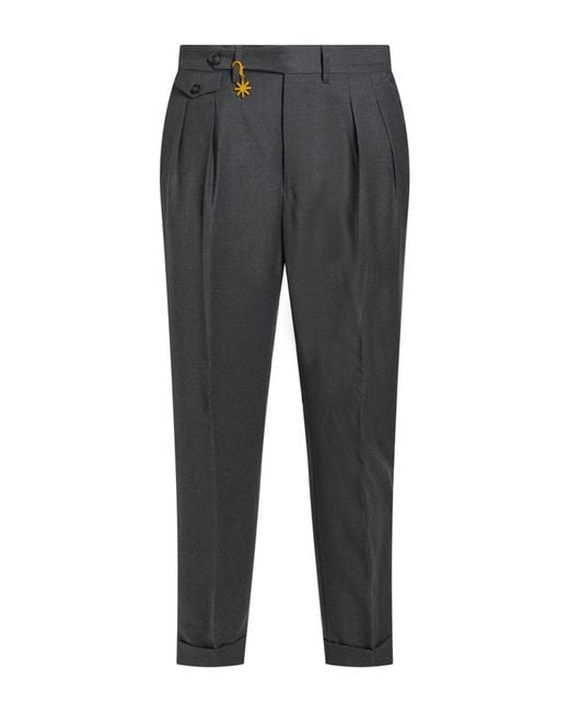 Manuel Ritz Gray Pants Virgin Wool, Elastane for men