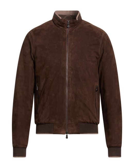 Fedeli Brown Jacket Kidskin for men