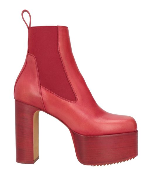 Rick Owens Red Ankle Boots