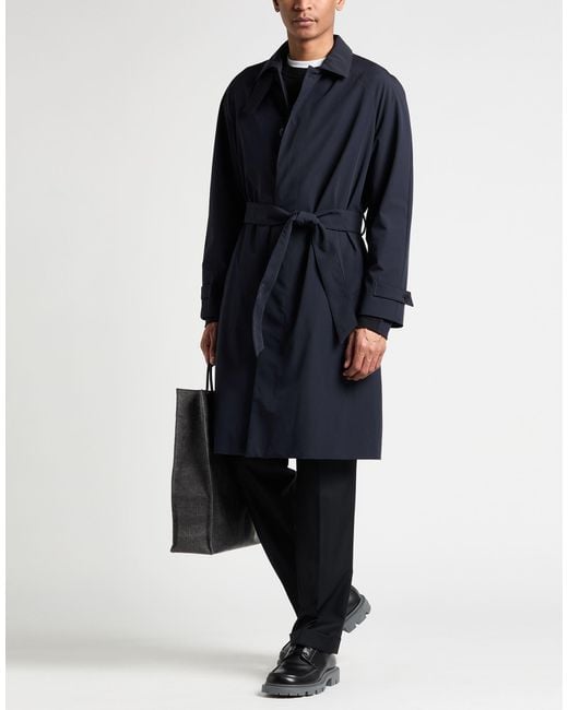 Giorgio Armani Blue Midnight Overcoat & Trench Coat Polyamide, Elastane for men