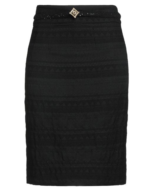 Roberto Cavalli Black Midi Skirt Wool, Polyester, Elastane