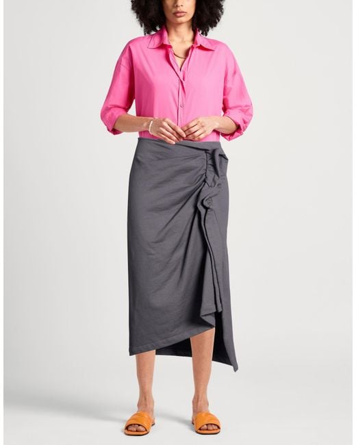 Dries Van Noten Gray Midi Skirt Cotton