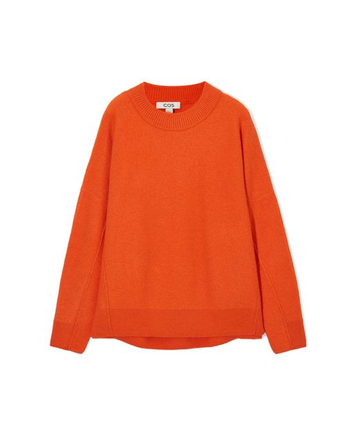 COS Orange Dropped-shoulder Boiled-wool Sweater